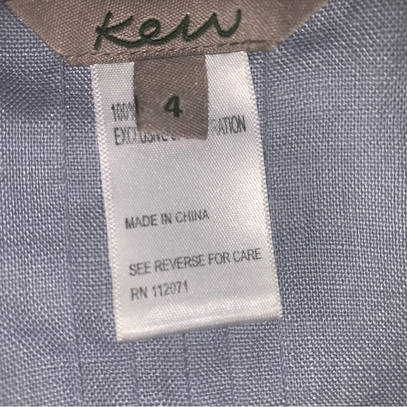 Kew blue linen sleeveless embroidered dress size 4 - Picture 7 of 8